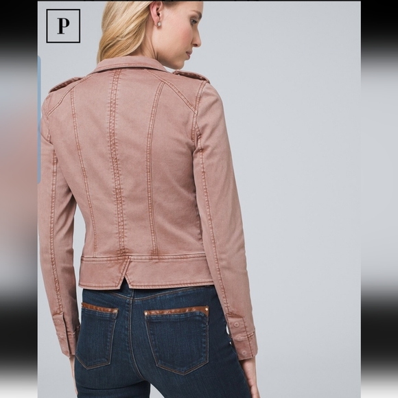 White House Black Market Petite washed denim rose twill jacket - Picture 13 of 13